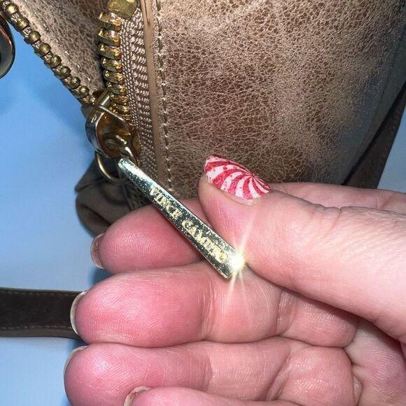 Vince Camuto Metallic Taupe Leather Multi Compartment Convertible Shoulder Bag - Picture 6 of 16